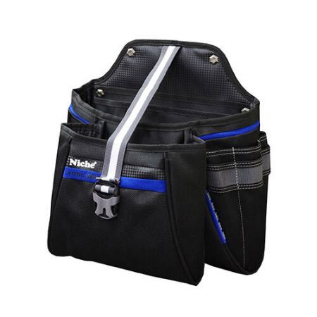 Wholesale Opened Double Layers Tool Bag - Easy access Two Layers Electrician Tool Belt Pouch with a Wide Open Mouth, Holding Screw & Nail Magnetic Pad, Multiple Sleeves and Slots, D ring attachment system, carry Handle and Leg strap